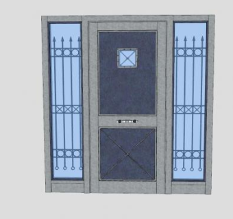 钢制安全门SU模型下载_sketchup草图大师SKP模型