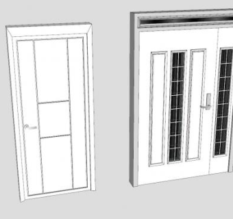 室外门及室内门SU模型下载_sketchup草图大师SKP模型