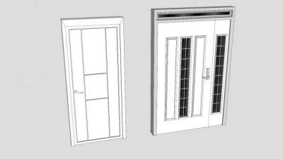室外门及室内门SU模型下载_sketchup草图大师SKP模型