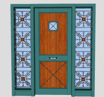 铜雕工艺庭院门SU模型下载_sketchup草图大师SKP模型