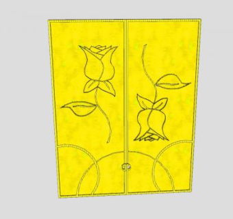金玫瑰装饰门SU模型下载_sketchup草图大师SKP模型