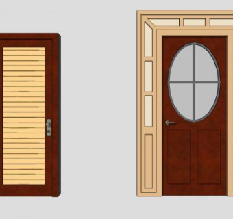 实木室外门SU模型下载_sketchup草图大师SKP模型