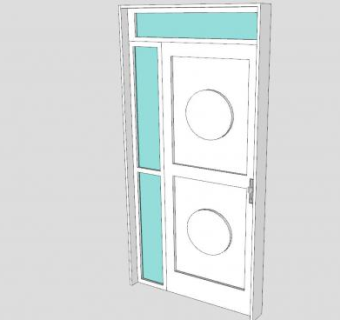 白色木门球型门锁SU模型下载_sketchup草图大师SKP模型
