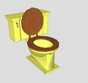 黄色厕所坐便器SU模型下载_sketchup草图大师SKP模型