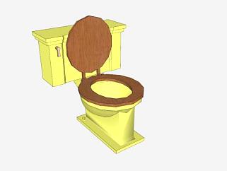 黄色厕所坐便器SU模型下载_sketchup草图大师SKP模型