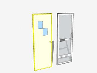 木门和玻璃门面板SU模型下载_sketchup草图大师SKP模型