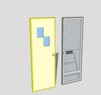 木门和玻璃门面板SU模型下载_sketchup草图大师SKP模型