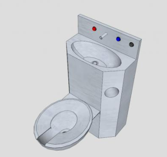 盥洗池坐便器SU模型下载_sketchup草图大师SKP模型
