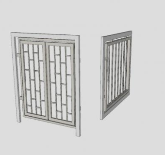发电机房防盗门窗SU模型下载_sketchup草图大师SKP模型