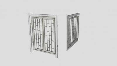 发电机房防盗门窗SU模型下载_sketchup草图大师SKP模型