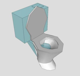 卫生间连体式马桶SU模型下载_sketchup草图大师SKP模型