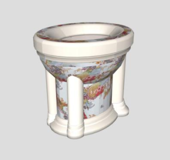 维多利亚直冲式马桶SU模型下载_sketchup草图大师SKP模型