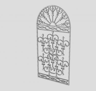 拱形铜雕窗格栅SU模型下载_sketchup草图大师SKP模型