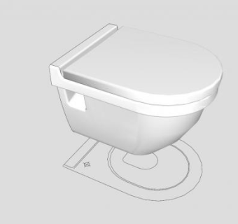 挂墙式白色马桶SU模型下载_sketchup草图大师SKP模型