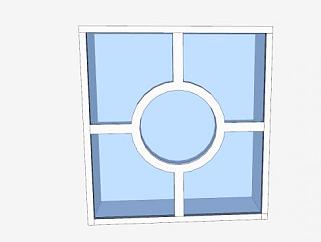 矩形中式玻璃窗SU模型下载_sketchup草图大师SKP模型