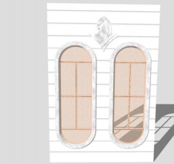欧式上下半圆石窗SU模型下载_sketchup草图大师SKP模型
