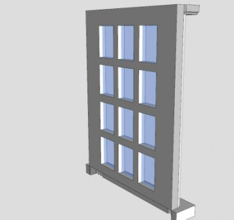 法式木框玻璃固定窗SU模型下载_sketchup草图大师SKP模型