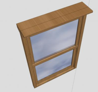 木质上下推拉窗SU模型下载_sketchup草图大师SKP模型
