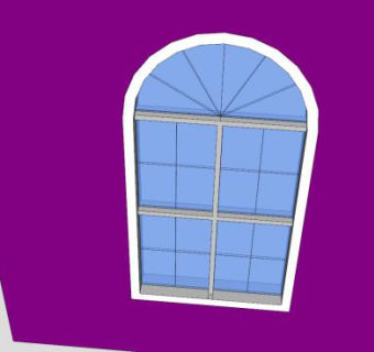 紫色墙壁拱顶固定窗SU模型下载_sketchup草图大师SKP模型