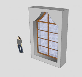 欧式木窗固定窗SU模型下载_sketchup草图大师SKP模型