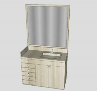 浴室柜水槽水龙头镜子SU模型下载_sketchup草图大师SKP模型