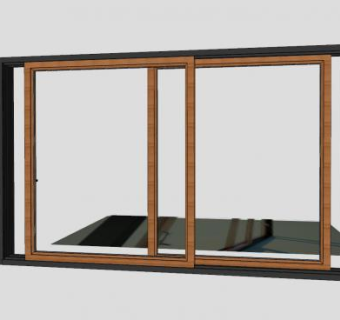 铝合金木质玻璃滑动窗SU模型下载_sketchup草图大师SKP模型