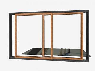铝合金木质玻璃滑动窗SU模型下载_sketchup草图大师SKP模型