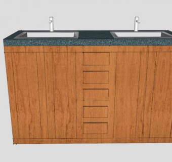 双浴室盥洗台SU模型下载_sketchup草图大师SKP模型