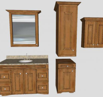 实木卫浴浴室柜SU模型下载_sketchup草图大师SKP模型
