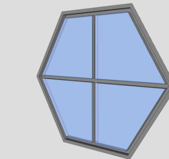 六角形玻璃窗SU模型下载_sketchup草图大师SKP模型