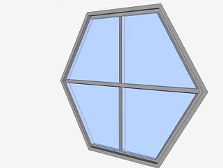 六角形玻璃窗SU模型下载_sketchup草图大师SKP模型