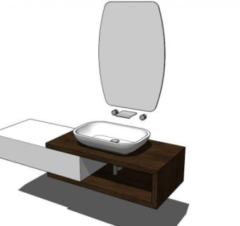 盥洗室装饰水槽柜架SU模型下载_sketchup草图大师SKP模型