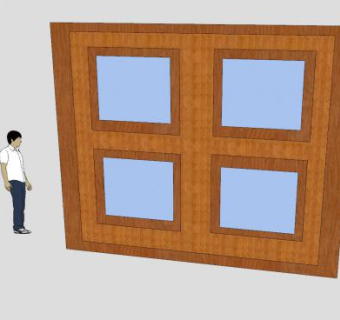 传统木框玻璃窗SU模型下载_sketchup草图大师SKP模型