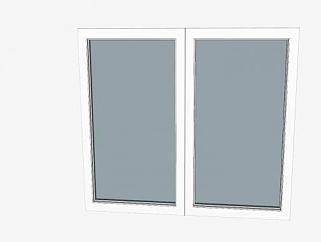 白色窗口玻璃平开窗SU模型下载_sketchup草图大师SKP模型