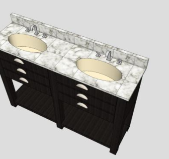 浴室水池浴室柜SU模型下载_sketchup草图大师SKP模型