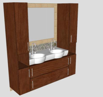 木质浴室柜SU模型下载_sketchup草图大师SKP模型