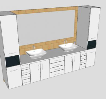 叠层白色浴室柜SU模型下载_sketchup草图大师SKP模型