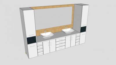 叠层白色浴室柜SU模型下载_sketchup草图大师SKP模型