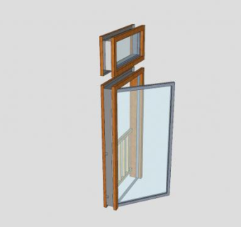 木框玻璃门窗和护栏SU模型下载_sketchup草图大师SKP模型