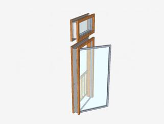 木框玻璃门窗和护栏SU模型下载_sketchup草图大师SKP模型