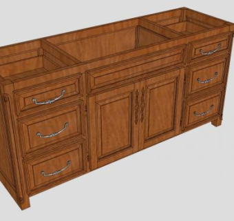 浴室实木盥洗台SU模型下载_sketchup草图大师SKP模型