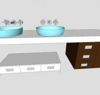 现代浴室梳妆台柜架SU模型下载_sketchup草图大师SKP模型