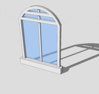 欧式拱顶固定窗SU模型下载_sketchup草图大师SKP模型