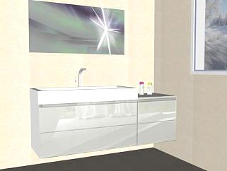浴室白色卫浴柜架SU模型下载_sketchup草图大师SKP模型
