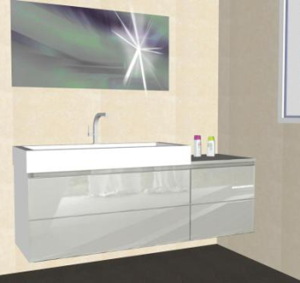 浴室白色卫浴柜架SU模型下载_sketchup草图大师SKP模型