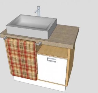 现代浴室柜架SU模型下载_sketchup草图大师SKP模型