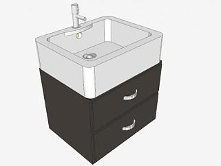 现代浴室水槽柜架SU模型下载_sketchup草图大师SKP模型
