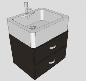 现代浴室水槽柜架SU模型下载_sketchup草图大师SKP模型