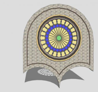 欧式圆花窗SU模型下载_sketchup草图大师SKP模型