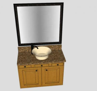 实木浴室柜架SU模型下载_sketchup草图大师SKP模型